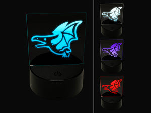 Cute Dinosaur Pterodactyl Pteranodon Flying 3D Illusion LED Night Light Sign Nightstand Desk Lamp