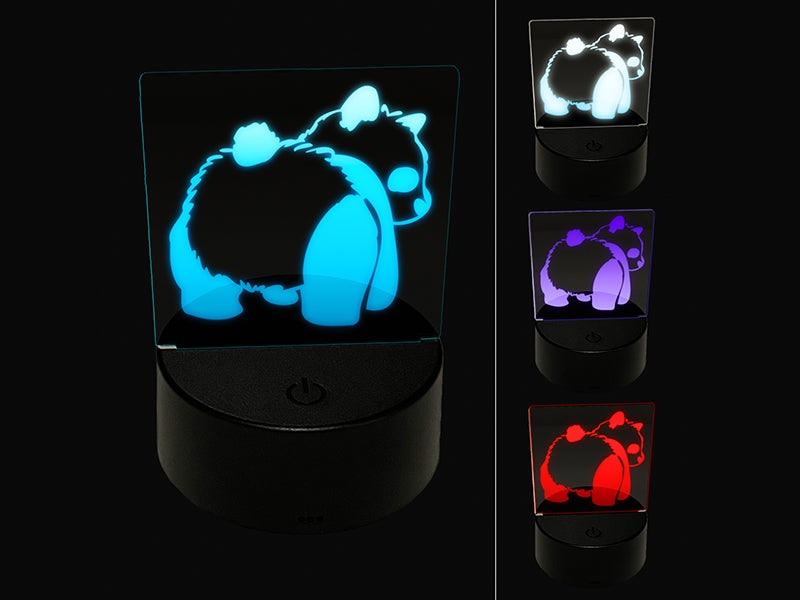 Cute Panda Bear Butt Behind 3D Illusion LED Night Light Sign Nightstand Desk Lamp