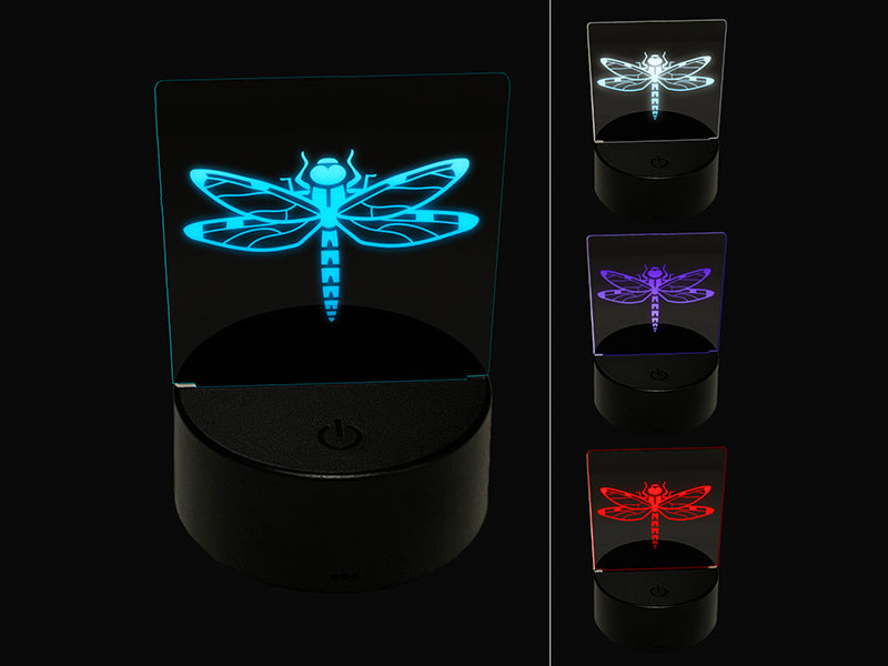 Dazzling Dragonfly Dasher Darner Insect 3D Illusion LED Night Light Sign Nightstand Desk Lamp
