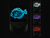 Flounder Halibut Flat Spotted Fish 3D Illusion LED Night Light Sign Nightstand Desk Lamp