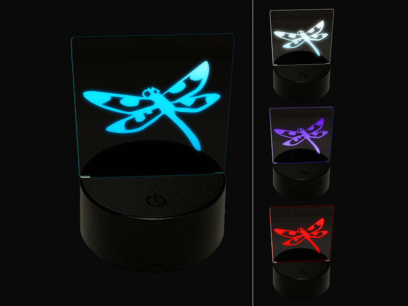 Flying Dragonfly with Spotted Wings Insect Darter 3D Illusion LED Night Light Sign Nightstand Desk Lamp
