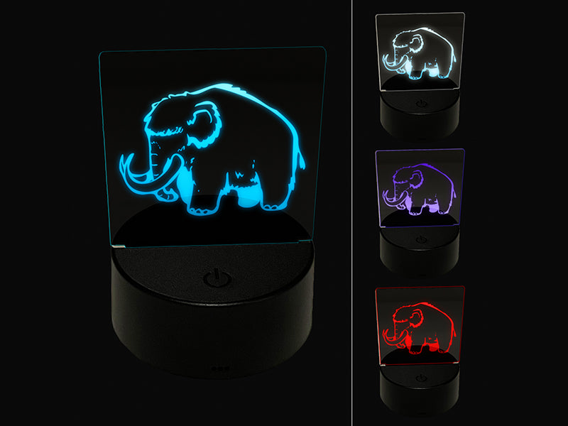 Fuzzy Fluffy Wooly Mammoth 3D Illusion LED Night Light Sign Nightstand Desk Lamp