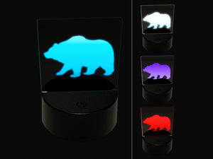 Fuzzy Grizzly Bear Silhouette 3D Illusion LED Night Light Sign Nightstand Desk Lamp