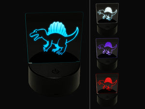 Hungry Spinosaurus Dinosaur with Sail Spines 3D Illusion LED Night Light Sign Nightstand Desk Lamp