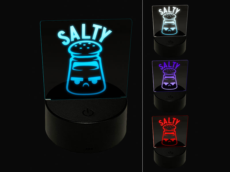Kawaii Cute Salty Grumpy Salt 3D Illusion LED Night Light Sign Nightstand Desk Lamp