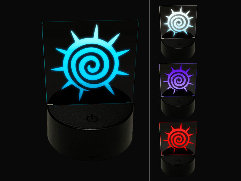 Southwest Native American Swirl Sun 3D Illusion LED Night Light Sign Nightstand Desk Lamp