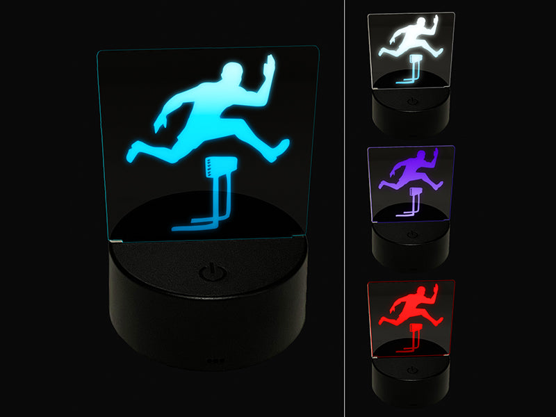 Man Jumping Over Hurdles Fitness Track and Field 3D Illusion LED Night Light Sign Nightstand Desk Lamp