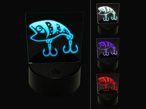 Plug Crankbait Fishing Lure Bait Hooks 3D Illusion LED Night Light Sign Nightstand Desk Lamp