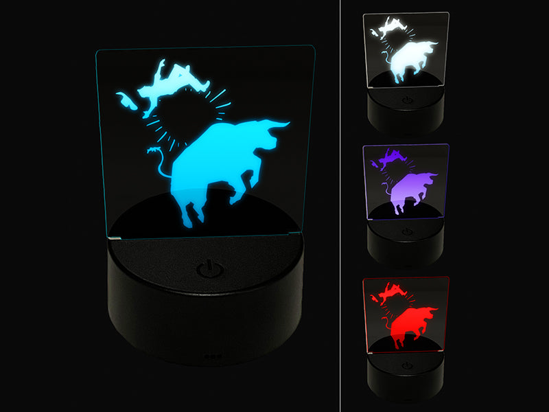 Rodeo Bull Bucking Throwing Cowboy 3D Illusion LED Night Light Sign Nightstand Desk Lamp