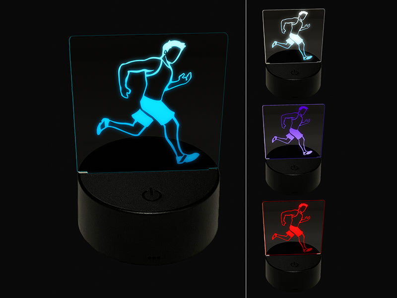 Running Man Fitness Exercise Marathon Workout Jogging Track and Field 3D Illusion LED Night Light Sign Nightstand Lamp