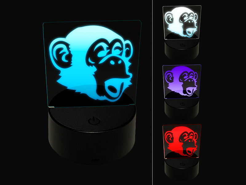 Surprised Chimpanzee Ape Head Monkey 3D Illusion LED Night Light Sign Nightstand Desk Lamp