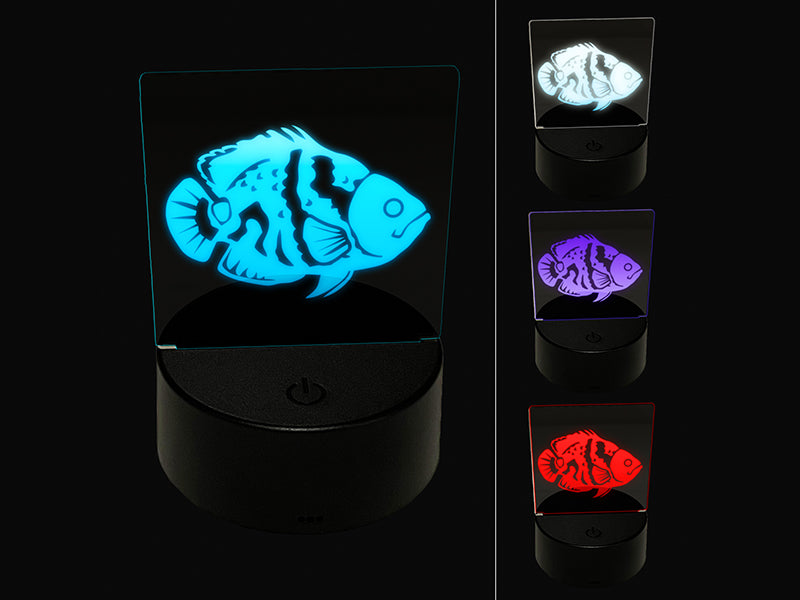 Tiger Oscar Cichlid Fish 3D Illusion LED Night Light Sign Nightstand Desk Lamp