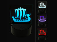 Viking Dragon Longship with Striped Sail 3D Illusion LED Night Light Sign Nightstand Desk Lamp