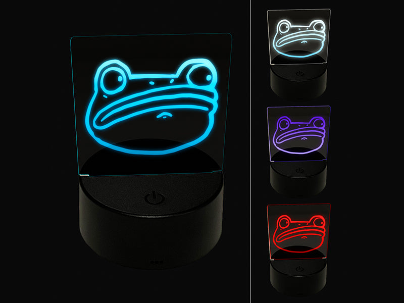 Wary and Suspicious Frog Toad Head 3D Illusion LED Night Light Sign Nightstand Desk Lamp