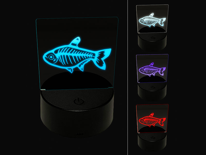 X-Ray Tetra Skeleton Fish 3D Illusion LED Night Light Sign Nightstand Desk Lamp