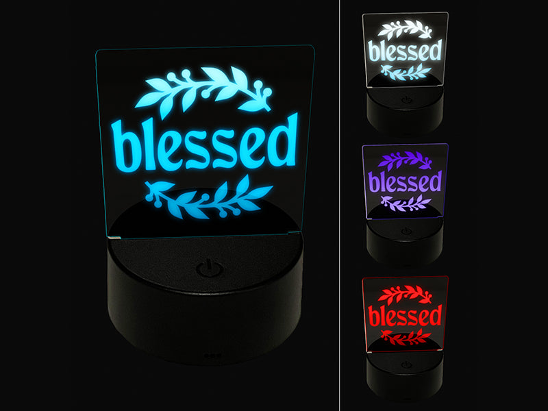 Blessed Leaf and Berries 3D Illusion LED Night Light Sign Nightstand Desk Lamp