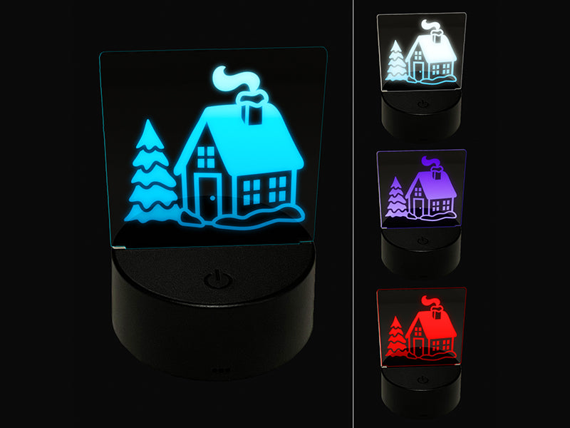 Christmas Winter House 3D Illusion LED Night Light Sign Nightstand Desk Lamp