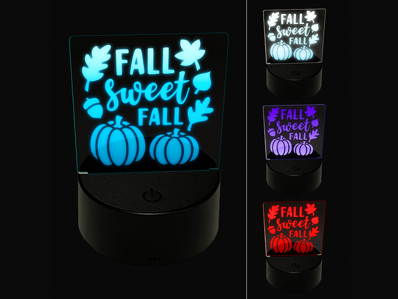 Sweet Fall Pumpkins Acorn 3D Illusion LED Night Light Sign Nightstand Desk Lamp