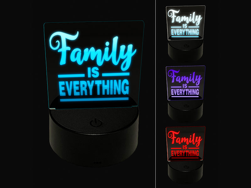 Family is Everything 3D Illusion LED Night Light Sign Nightstand Desk Lamp