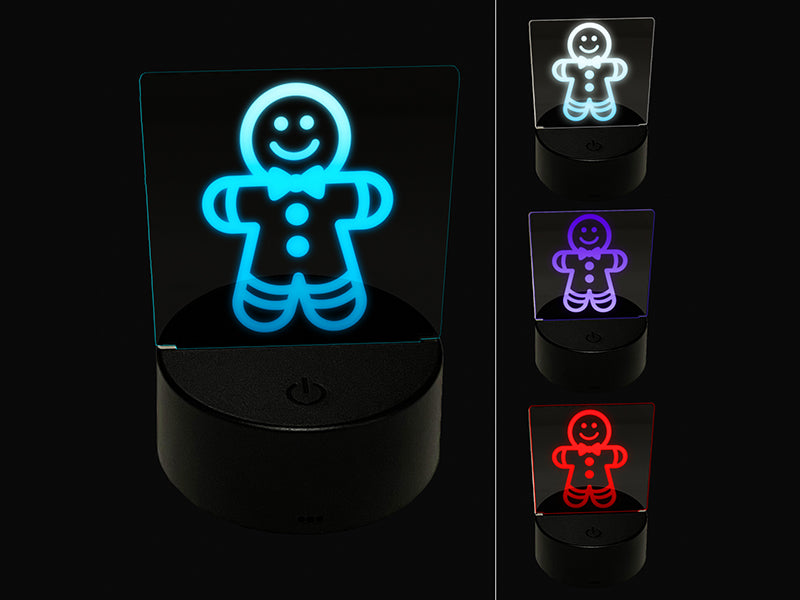 Gingerbread Man Christmas Cookie 3D Illusion LED Night Light Sign Nightstand Desk Lamp