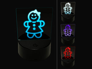 Gingerbread Woman Christmas Cookie 3D Illusion LED Night Light Sign Nightstand Desk Lamp