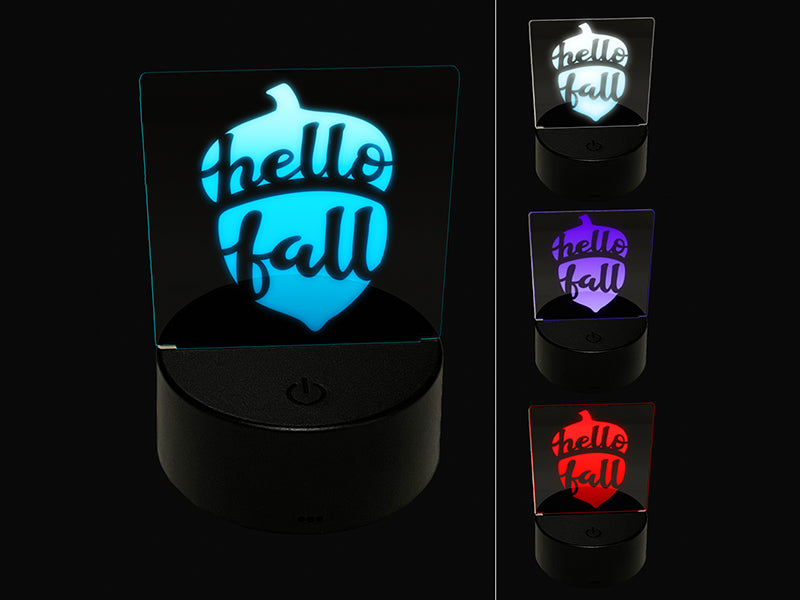 Hello Fall Acorn 3D Illusion LED Night Light Sign Nightstand Desk Lamp