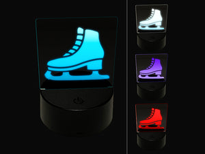 Ice Skate Skating Winter Sport 3D Illusion LED Night Light Sign Nightstand Desk Lamp