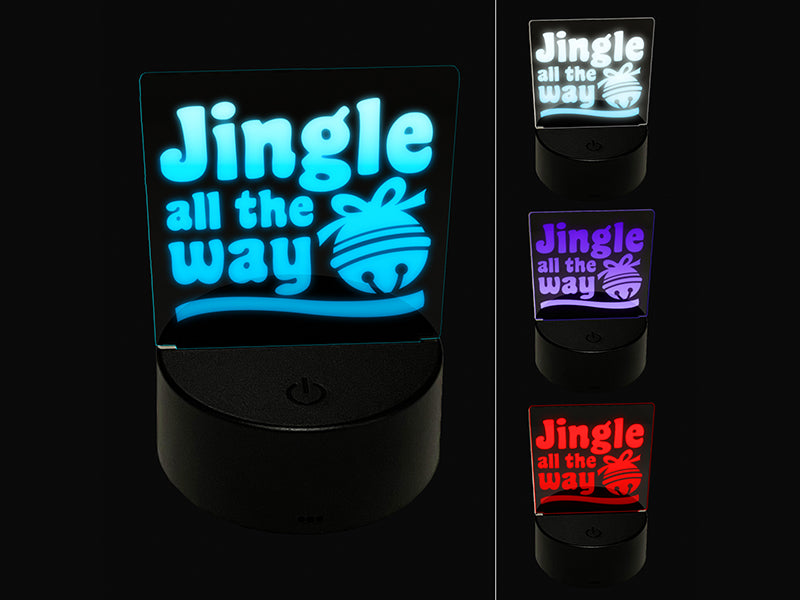 Jingle All the Way Christmas Holiday 3D Illusion LED Night Light Sign Nightstand Desk Lamp