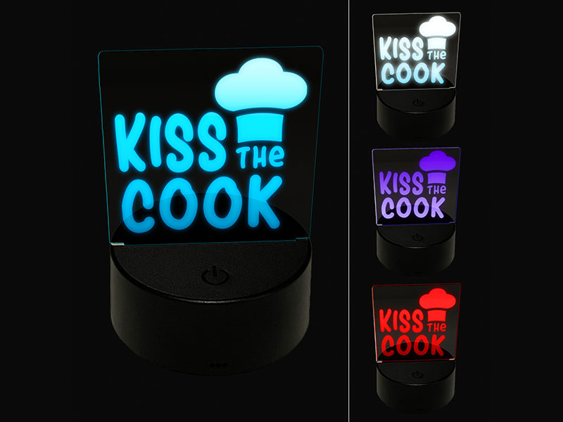 Kiss the Cook Cooking Chef 3D Illusion LED Night Light Sign Nightstand Desk Lamp