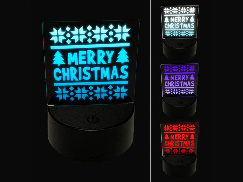 Merry Christmas Sweater Style 3D Illusion LED Night Light Sign Nightstand Desk Lamp