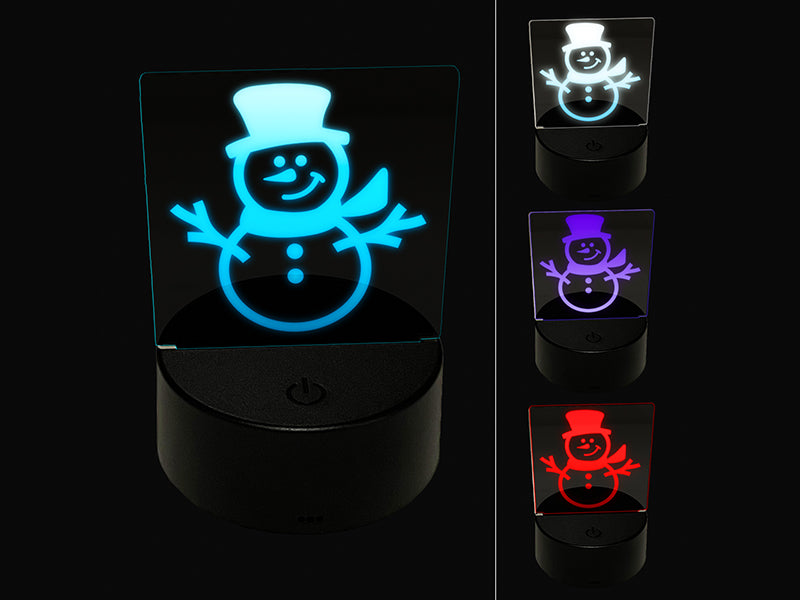 Smiling Snowman Winter Christmas 3D Illusion LED Night Light Sign Nightstand Desk Lamp