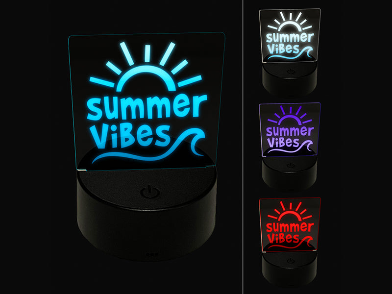 Summer Vibes 3D Illusion LED Night Light Sign Nightstand Desk Lamp