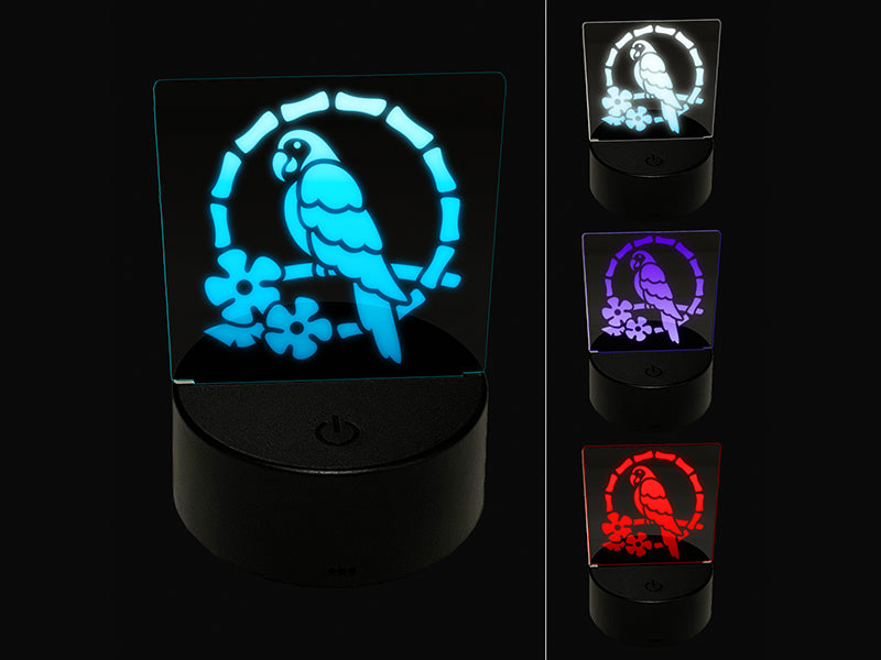 Tiki Bird Parrot 3D Illusion LED Night Light Sign Nightstand Desk Lamp