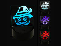 Jack-O'-Lantern Pumpkin Wearing Witch Hat Halloween 3D Illusion LED Night Light Sign Nightstand Desk Lamp