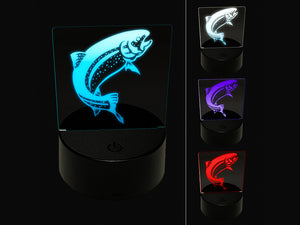 Jumping Rainbow Trout Fish 3D Illusion LED Night Light Sign Nightstand Desk Lamp
