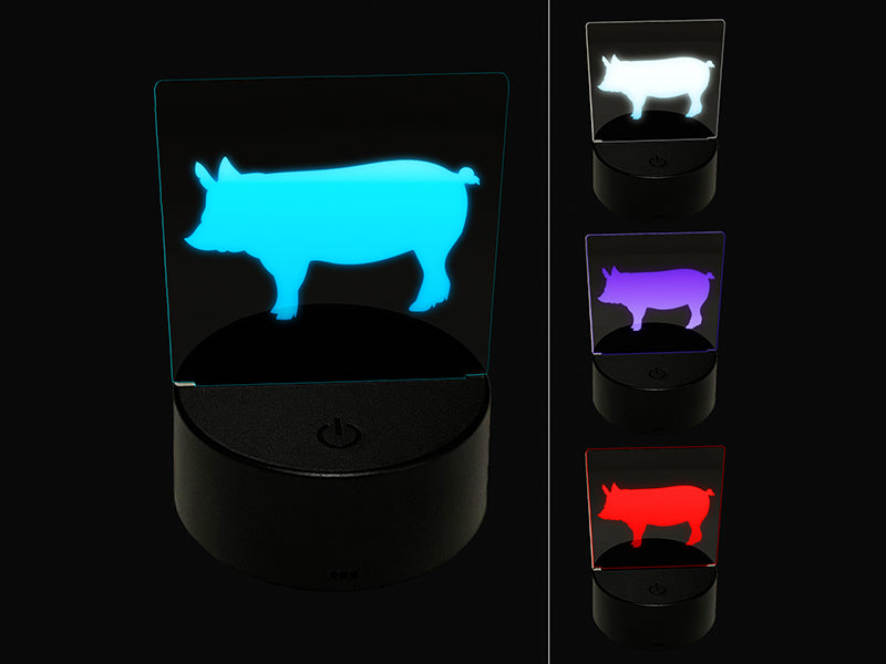 Solid Pig Farm Animal 3D Illusion LED Night Light Sign Nightstand Desk Lamp