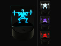 Squat Weightlifting Exercise Workout Gym 3D Illusion LED Night Light Sign Nightstand Desk Lamp