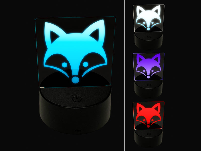 Sweet Fox Head Face 3D Illusion LED Night Light Sign Nightstand Desk Lamp