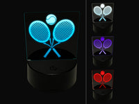 Tennis Rackets Crossed Ball Racquet Sports 3D Illusion LED Night Light Sign Nightstand Desk Lamp