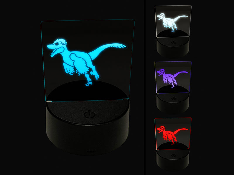 Velociraptor Dinosaur Running 3D Illusion LED Night Light Sign Nightstand Desk Lamp