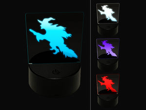 Witch Flying on a Broomstick Halloween 3D Illusion LED Night Light Sign Nightstand Desk Lamp