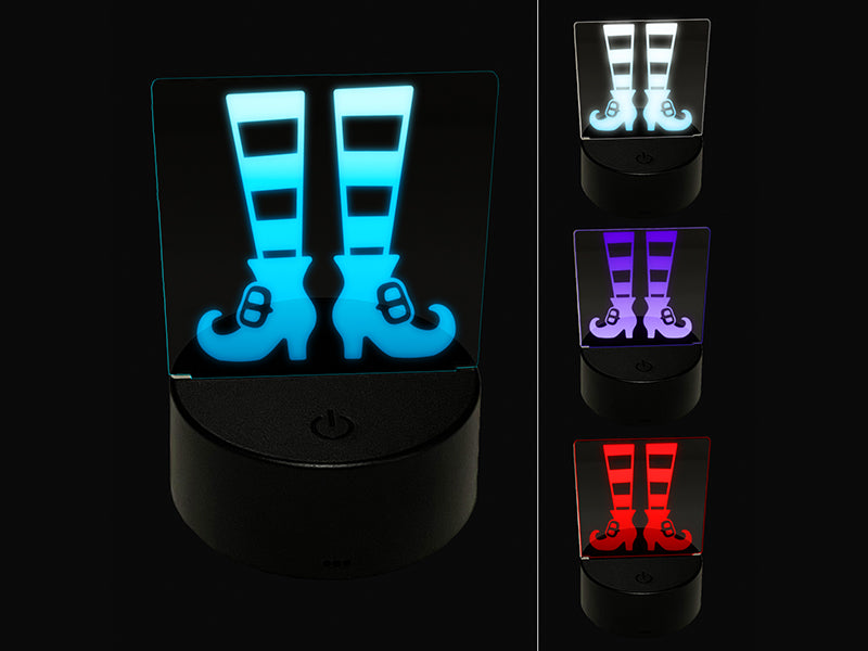 Witch Shoes Striped Stockings Halloween 3D Illusion LED Night Light Sign Nightstand Desk Lamp