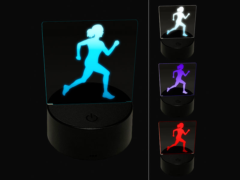 Woman Running Marathon Cardio Exercise 3D Illusion LED Night Light Sign Nightstand Desk Lamp