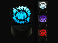 Fall Autumn Pumpkin in Wreath 3D Illusion LED Night Light Sign Nightstand Desk Lamp