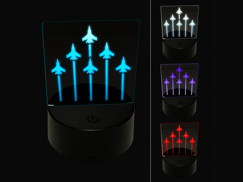 Fighter Jet Formation 3D Illusion LED Night Light Sign Nightstand Desk Lamp