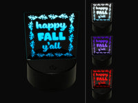 Happy Fall Y'all Autumn Foliage 3D Illusion LED Night Light Sign Nightstand Desk Lamp
