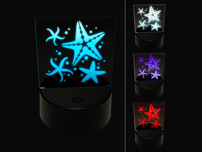 Ocean Starfish Sea Stars 3D Illusion LED Night Light Sign Nightstand Desk Lamp