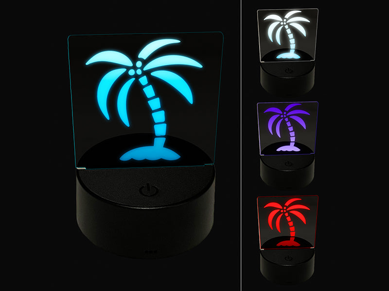 Palm Tree on Tropical Island 3D Illusion LED Night Light Sign Nightstand Desk Lamp