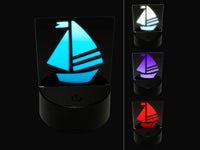 Summer Sailboat Sailing 3D Illusion LED Night Light Sign Nightstand Desk Lamp