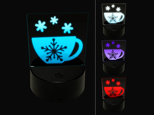 Tea Coffee Cup Snowflake Details Winter 3D Illusion LED Night Light Sign Nightstand Desk Lamp